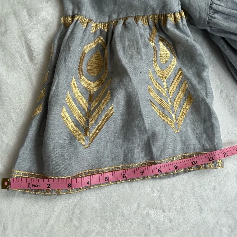 Greek Archaic Kori Elegant Gray and Gold Women's Dress - Picture 6 of 12